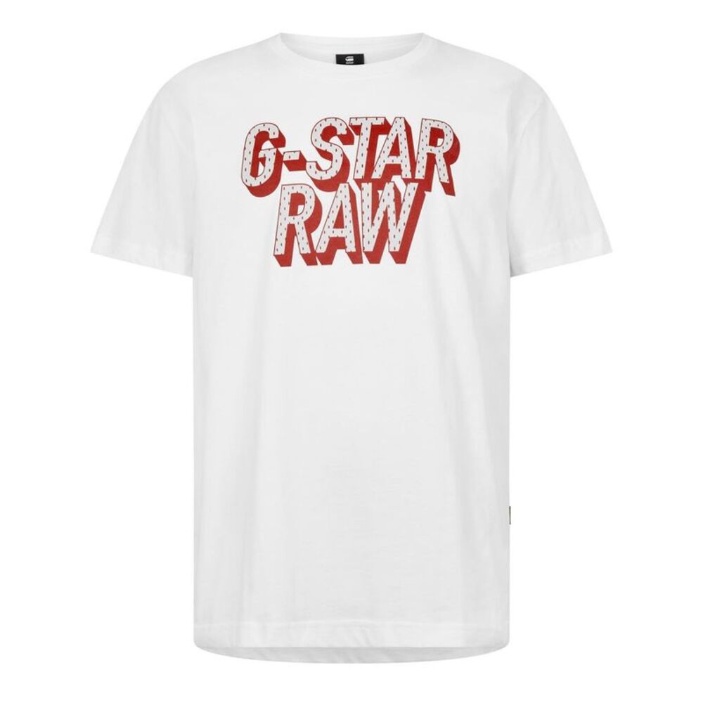G-Star Mens Lettering Natural Cotton Regular T-Shirt / White